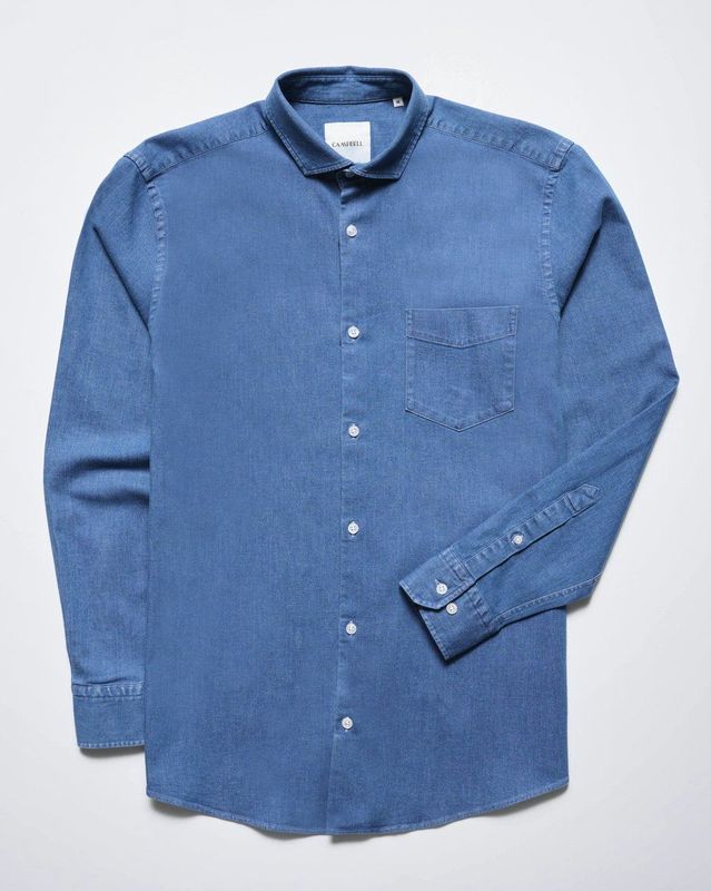 Campbell Derby - Casual Shirt - Blauw - Heren Overhemd