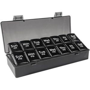 Pillendoos voor 7 dagen met 14 grote compartimenten - Draagbare tablet-organizer voor vitamines en supplementen