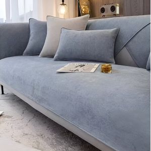 E-shop4u® - Noorse Bankhoezen - Sofacover - Universeel Bankhoes - L-Vormige Bank Beschermhoes - Vier Seizoenen - Diverse Maten - Maat N 110x110cm - Blauw Grijs - bankhoes hoekbank - sofa cover - bank hoes - bank beschermer - kussenhoes