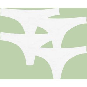 green-goose® Bamboe Dames String - 4 Stuks - Wit - Maat XL - 95% Bamboe - Duurzaam, Stretchy en Superzacht - Milieuvriendelijk - Ademend en Vochtregulerend