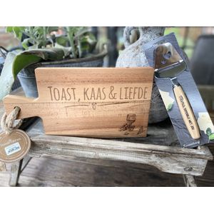 Serveerplankje toast, kaas & liefde 34,5 cm + kaasschaaf mama superblij met jou - moederdag - vriendschap - kaasplankje