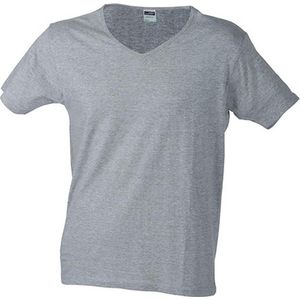 James and Nicholson Heren Slim Fit V Hals T-Shirt (Heide Grijs)