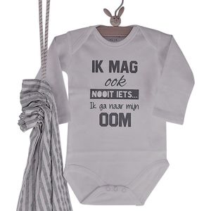 Baby Rompertje Zwangerschapsaankondiging liefste neefje of nichtje op komst Ik mag ook nooit iets ik ga naar mijn oom | Lange mouw | wit | maat 62/68 jongen meisje unisex