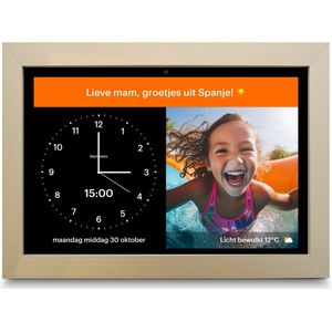 DayClock Generations10 Zwart met Gouden Lijst; Dementieklok / Seniorenklok met beeldbellen, YouTube-video's, foto's, berichten en meer (met 3 maanden gratis abonnement)