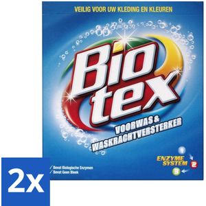 2 x Biotex - Voorwas & Waskrachtversterker - Waspoeder - Witte en Gekleurde Was - 50 Wasbeurten - Waspoeder - Vlekkenverwijderaar - Biologisch Wasmiddel - Wasversterker - Biotex