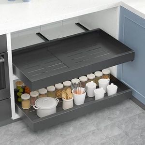 YOLO SHOP®-uittrekbare lade keuken-keukenkast-verstelbare breedte-metalen kast organizer- voor keuken- badkamer 43 - 68 x 42 x 7 cm