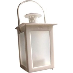 Mini lantaarn / olielamp met LED - Tuinlamp - Wit - Kunststof - Ø 7 x h 15 cm - Halloween  - Sint Maarten