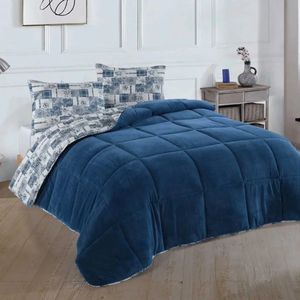 NORDIC SCHILLER Dekbed - 4-Seizoenen & Dubbelzijdig - Ultiem Comfort - Machinewasbaar - 195 cm x 215 cm - Indigo