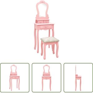 The Living Store Opmaaktafelset - Paulowniahout - 50x59x136 cm - Roze