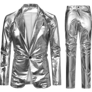 Allthemen Heren Effen Standaard Colbertpak - Mandarijnkraag - XL