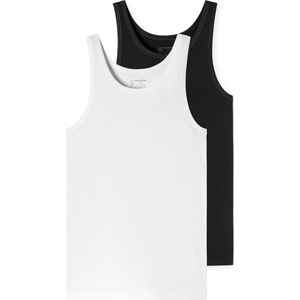 SCHIESSER 95/5 singlet (2-pack) - heren biologisch katoen zwart/wit - Maat: XXL