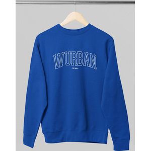 Sweater - Varsity classic - Wurban Wear | Grappige Hoodie | Merk kleding | Unisex sweater | Techno outfit | Trui | Oversized sweater | Sport sweater | Pump cover |Varsity sweater | Blauw