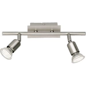 LED Plafondspot - Trion Nimo - GU10 Fitting - 6W - Warm Wit 3000K - 2-lichts - Rechthoek - Mat Nikkel - Aluminium