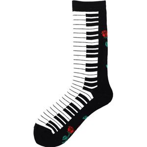 Sokken heren - print piano - zwart / wit - 40-46