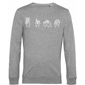 7431 - Sweater - Gebarentaal; Wijn-Heather Grey-M