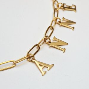 Paperclip schakelketting - Stainless Steel - Gepersonaliseerd - 2 letters - verguld - kleur goud - Damesketting