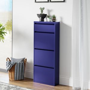 Schoenenkast Sokndal 4 kleppen middernachtblauw 118x50x15 cm [en.casa]
