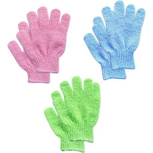 Brenzoos - Exfoliërende handschoenen 6 stuks voor bad en lichaam exfoliatie - bamboe douchehandschoenen - ingegroeide haren scrubben - dode huid verwijderen - douche, spa, massage.