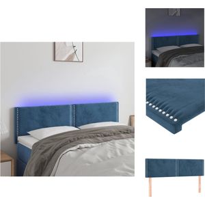 vidaXL Hoofdeind - LED-hoofdbord - Donkerblauw - 144x5x78/88 cm - Verstelbaar - Bedonderdeel