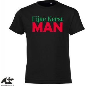 Klere-Zooi - Fijne Kerst Man - Zwart Kids T-Shirt - 128 (7/8 jr)