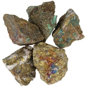 Chalcopyriet - 500 Gram - Ruwe Brokjes - 3 Tot 6 Cm - Ca. 4-5 Brokjes