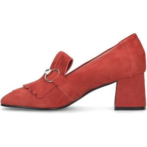 Manfield - Dames - Oranje suède loafer pumps - Maat 37