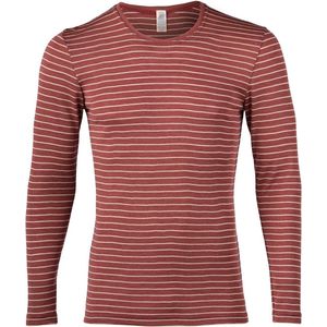 Engel Natur Heren Shirt Lange Mouw Zijde - Bio Merino Wol GOTS Koper Rood Gestreept 46/48M