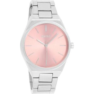 OOZOO Timepieces - Zilverkleurige horloge met zilverkleurige roestvrijstalen armband - C10341