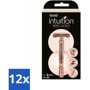 12 x Wilkinson Sword - Scheermes - Intuition Rose Gold - Luxe - 10 mesjes - Veiligheids Scheermes - Scheermes Dames - Scheermes Heren - Scheermes Rose Gold - Scheermes Wilkinson