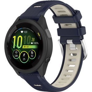 Strap-it Sport siliconen smartwatch bandje 20mm - geschikt voor Garmin Venu / Venu SQ / SQ 2 / Venu 2 Plus / Vivoactive 3 / Vivoactive 5 / Vivomove (HR - Style - Luxe - Sport) / Forerunner 245 / 645 / 55 / 165 - donkerblauw/beige