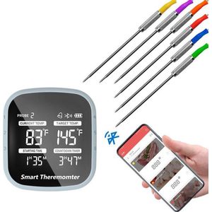 PK Goods BBQ thermometer - Bluetooth thermometer- BBQ Accesoires - Incl. 6 draden - Vleesthermometer