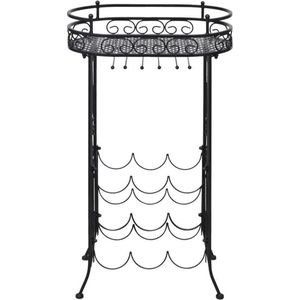 Wijnrek - Voor 9 flessen - met - glazenhouder - metaal