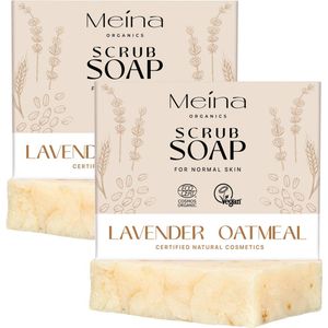 Meina Organics Havermout Zeep – Duo Pack 2x100g – Exfolieert & Diepreinigt – Stimuleert Doorbloeding – Vegan, Handgemaakt & Palmolievrij