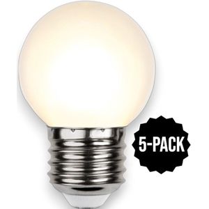 5-Pack | Prikkabel - Kogellamp - E27 - 1W - Extra Warm Wit - 2700K - Opaal