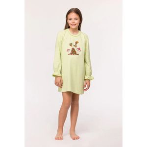 Woody slaapkleed meisjes/dames - lichtgroen - eend - 242-10-DZG-S/705 - maat 152