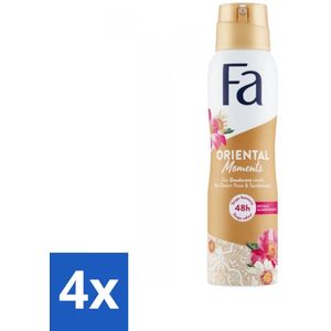 Fa - Oriental Moments - Deodorant Spray - Woestijnroos & Sandelhout - 150 ml - Voordeelverpakking - 4 stuks