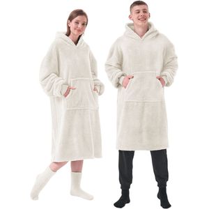 TEDDY - hoodie 70x110 cm - volwassenen - hoodie deken - unisex - Bright White - wit