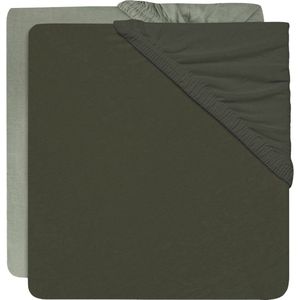 Jollein - Baby Hoeslaken Jersey (Ash Green/Leaf Green) - Katoen - Hoeslaken Wieg - 2 Stuks - 60x120cm