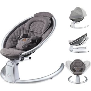 Shop je Rijk® - Elektrische Schommelstoel Baby - Baby Swing - Bluetooth - Grijs