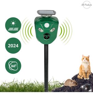 Kattenverjager - Vogelverjager - Ongedierte Verjager - Kattenverjager op Zonneenergie - Kattenschrik - Katten Verjager Voor de Tuin - 360° Ultrasone Dierenverjager op Zonneenergie - Dieren Verjager - Muizen Verjager