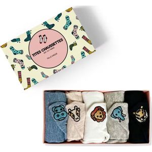 Sokken- Tites Chaussettes - 1 Maat, 35-41 - Doosje met 5 paar sokken - Safari