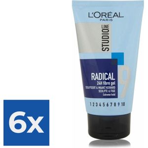 L'Oréal Paris Studio Line Radical 24h Fibre Gel - 150 ml - Extreme Hold - Voordeelverpakking 6 stuks
