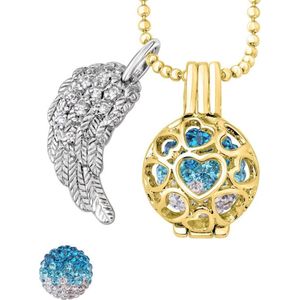 Quiges Engelenroeper 12mm Bolhouder met Ketting 70cm en Bolletje - Dames - Goudkleurig Hartjes - EBS12234