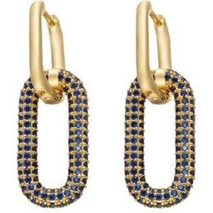 Jobo By JET - Sparkle earrings - Gouden met blauwe oorbellen - 1 set oorbellen - Goud met blauwe diamantjes