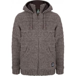 Gebreid Wollen Heren/Uni Vest van Schapenwol met Polyester Fleece voering en afneembare capuchon - SHAKALOHA - M Chuck Ziphood LBrown M