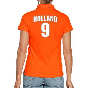Oranje supporter poloshirt met rugnummer 9 - Holland / Nederland fan shirt voor dames XXL
