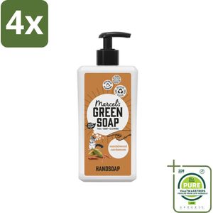 Marcel's Green Soap - Handzeep - Sandelhout & Kardemom - Voor dagelijks gebruik - 500 ml - Voordeelverpakking - 4 stuks - Handzeep - Sandelhout