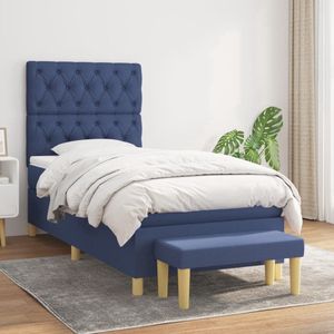 vidaXL Boxspring Blauw 80x200 cm met Matras Boxspringbed - Boxspring - Tweepersoonsbed - Bed Frame - Slaapcomfort