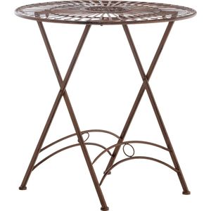 Ronde metalen tuintafel - 4 personen - Weerbestendig - Bruin - 71x71x71cm