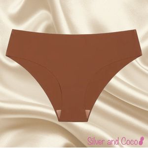 SilverAndCoco® - Naadloze Onderbroek / Seamless Broekje Dames / Zacht Brazilian Slipje / Naadloos Stretch Ondergoed Vrouw / Hipster Dames Lingerie Broekje Slip - Bruin Small